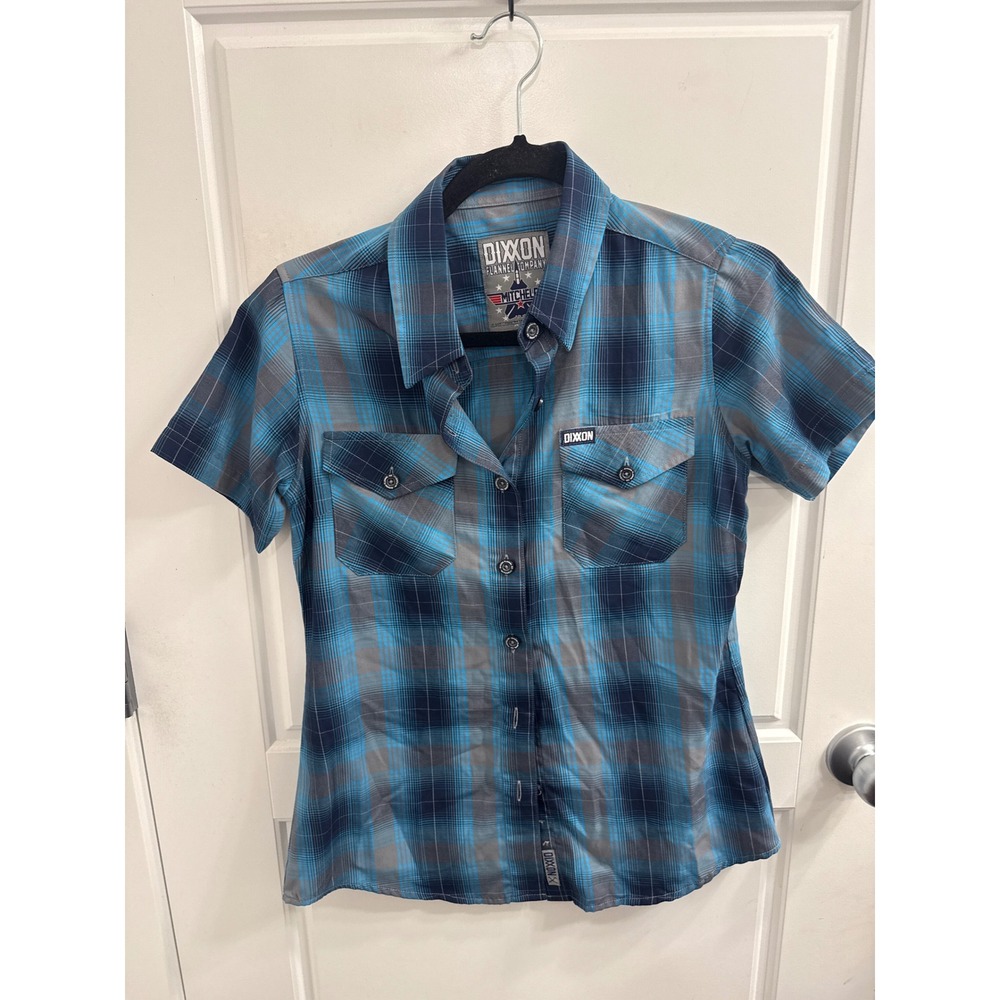 Dixxon Flannel Company Mitchell Blue Grey Plaid Bamboo Short Sleeve Shirt Small